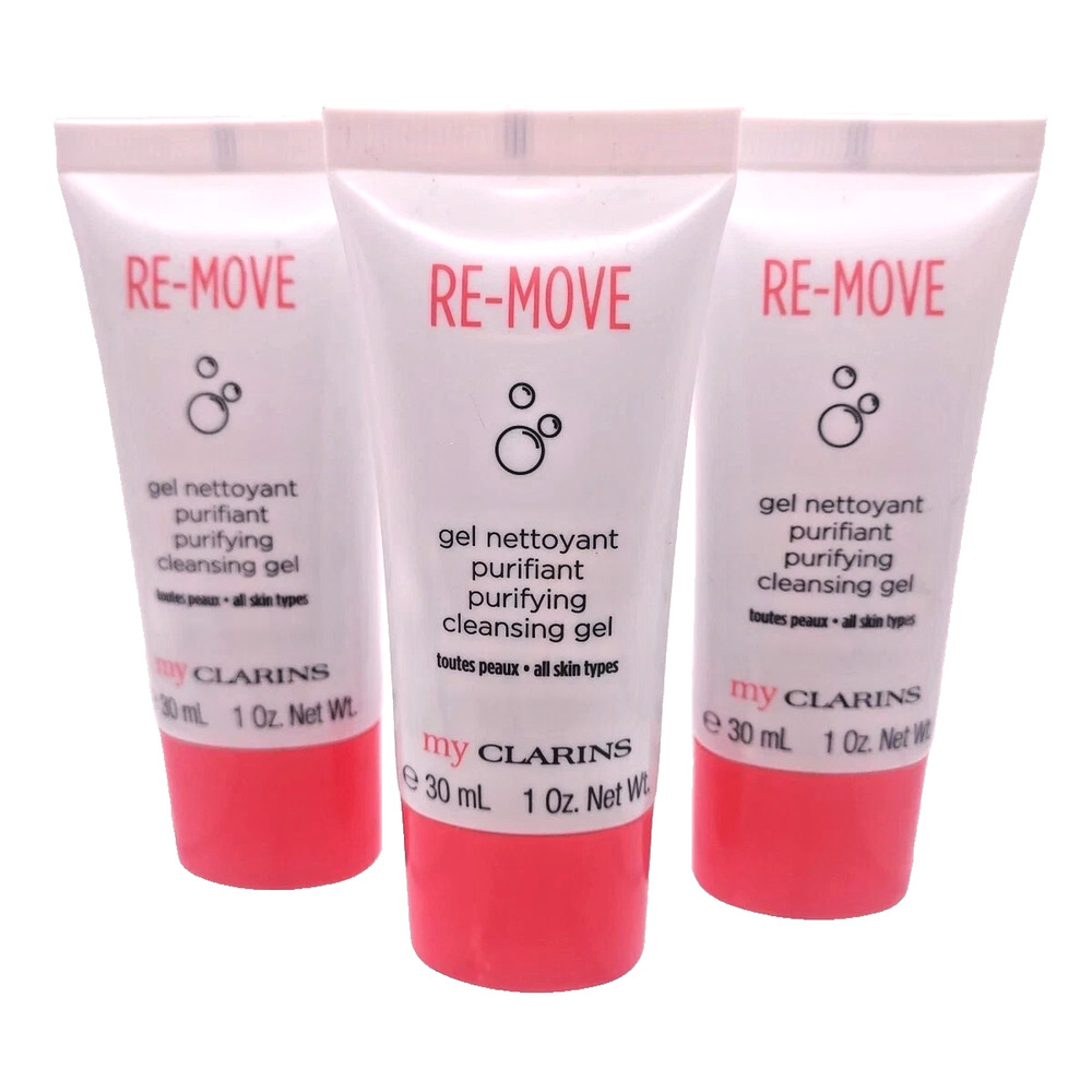 3-Pack Clarins Re-Move Purifying Cleansing Gel | 1 oz / 30 mL Each | New Sealed